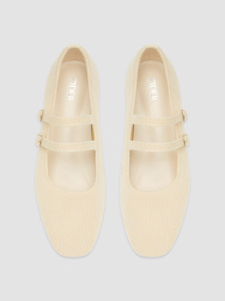 DOUBLE STRAP KNITTED MARY JANE FLATS