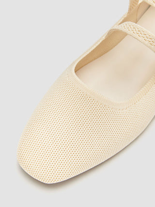 DOUBLE STRAP KNITTED MARY JANE FLATS