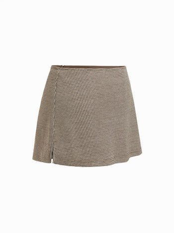 Jacquard Houndstooth Low Rise Split Mini Skort