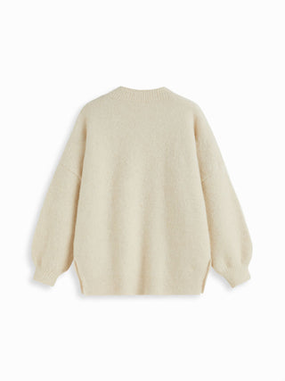 Knit Fabric Knit Wool-blend Split Oversized Long Sleeve Top For Daily Casual