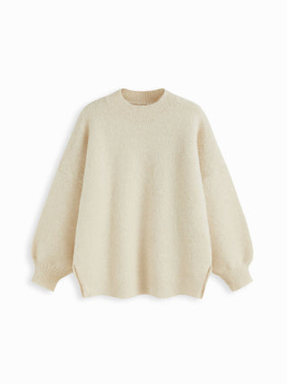 Knit Fabric Knit Wool-blend Split Oversized Long Sleeve Top For Daily Casual