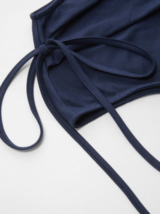 Asymmetrical Neck Bowknot Cinched Waist Ruched Tee