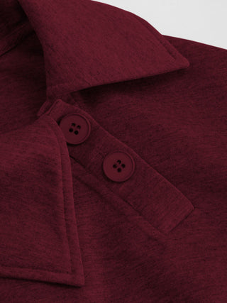 Asymmetrical Neck Long Sleeve Cinched Waist Sweatshirt