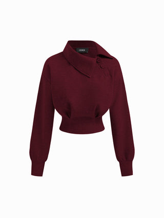 Asymmetrical Neck Long Sleeve Cinched Waist Sweatshirt
