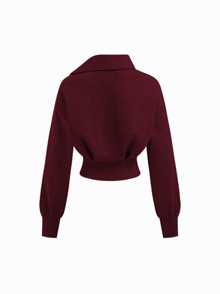Asymmetrical Neck Long Sleeve Cinched Waist Sweatshirt