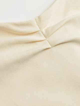 Cotton-Blend Halter Neckline Ruched Knotted Crop Tee