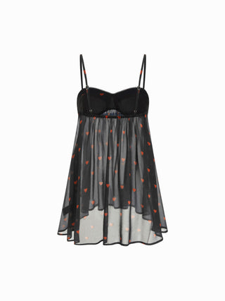 Chiffon Leopard Bowknot Oversized Mini Nightdress