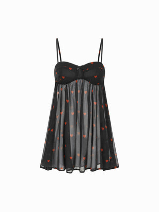 Chiffon Leopard Bowknot Oversized Mini Nightdress