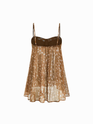 Chiffon Leopard Bowknot Oversized Mini Nightdress