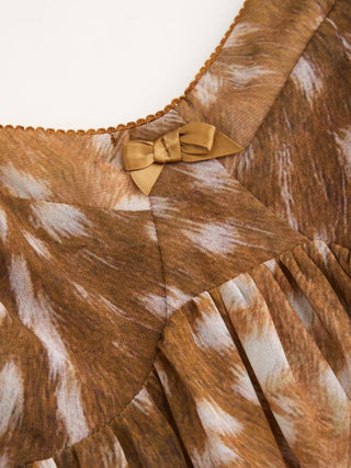 Chiffon Leopard Bowknot Oversized Mini Nightdress