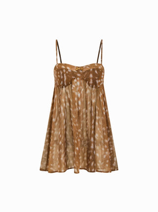 Chiffon Leopard Bowknot Oversized Mini Nightdress