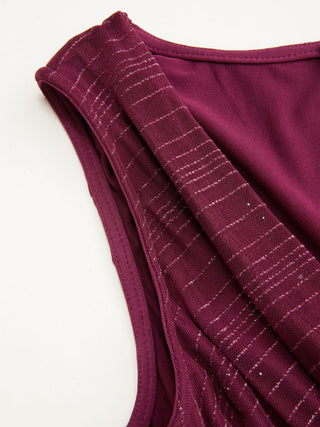 Cowl Neck Ruched Tank Top With Rhinestone