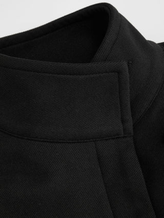 Wool-look Stand Collar Cloak Sleeve Oversized Jacket With Belt