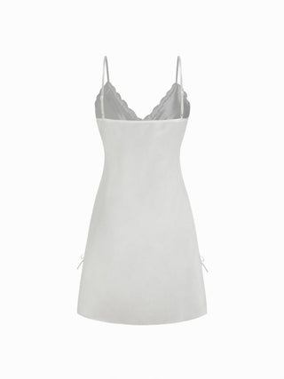 Satin Satin V-neck Floral Lace Bowknot Cami Nightdress For Bedroom