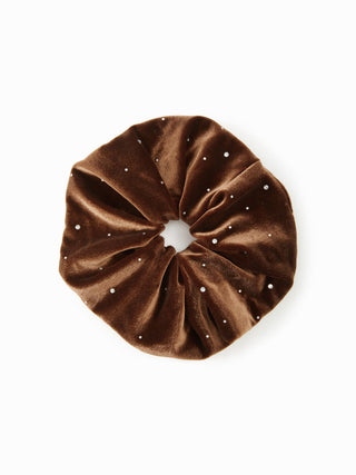 VELVET RHINESTONE DECOR SCRUNCHIE