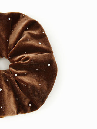 VELVET RHINESTONE DECOR SCRUNCHIE