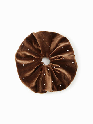 VELVET RHINESTONE DECOR SCRUNCHIE