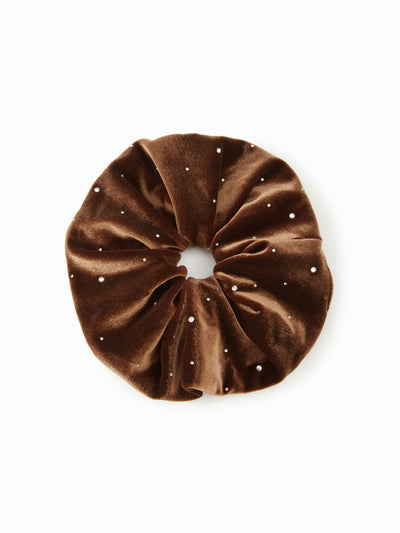 VELVET RHINESTONE DECOR SCRUNCHIE