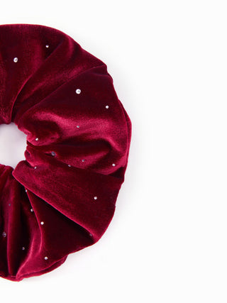 VELVET RHINESTONE DECOR SCRUNCHIE