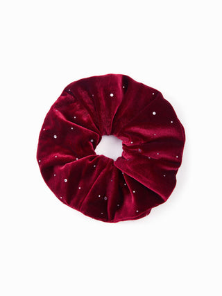 VELVET RHINESTONE DECOR SCRUNCHIE