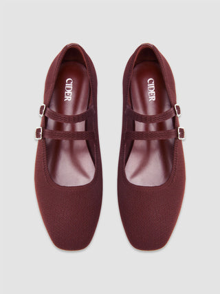 DOUBLE STRAP KNITTED MARY JANE FLATS