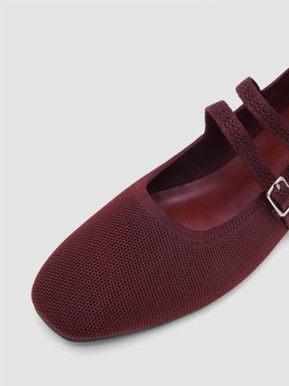DOUBLE STRAP KNITTED MARY JANE FLATS