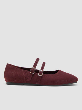 DOUBLE STRAP KNITTED MARY JANE FLATS