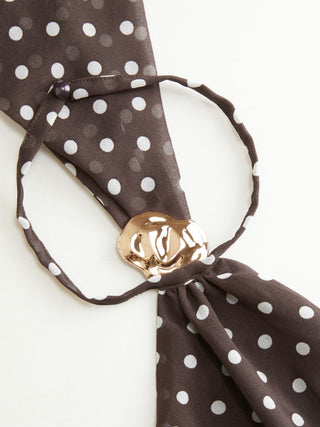 Chiffon Halter Neckline Polka Dot Metallic Decor Backless Top