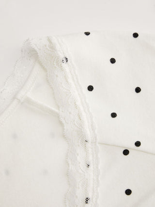 Thermal Cotton-blend V-neck Long Sleeve Lace Trim Ruched Tee
