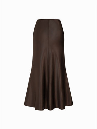Stand Collar Cinched Waist Top With Belt & Zipper Mermaid Maxi Skirt Set