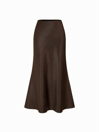 Stand Collar Cinched Waist Top With Belt & Zipper Mermaid Maxi Skirt Set
