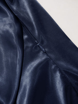 Satin Asymmetrical Neck Backless Maxi Dress