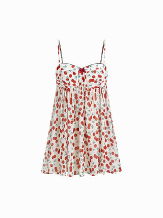 Chiffon Leopard Bowknot Oversized Mini Nightdress