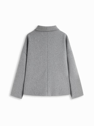 Wool-look High Neck Double Breasted Oversized Jacket