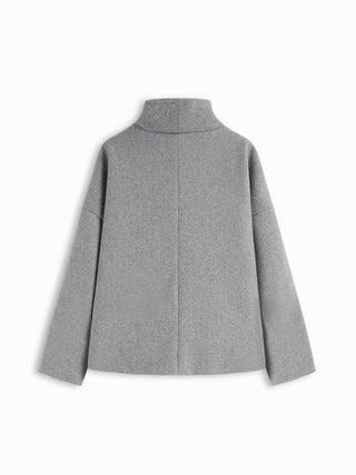 Wool-look High Neck Double Breasted Oversized Jacket