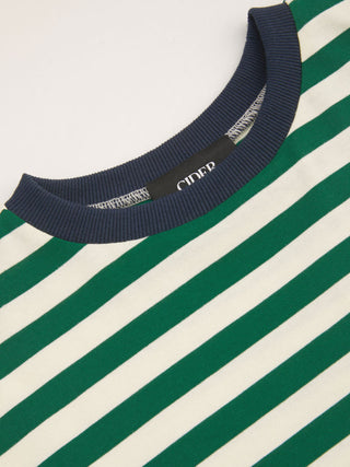 Round Neckline Striped Long Sleeve Oversized Tee