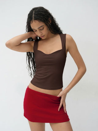 CONTOUR Double Layered Sweetheart Neckline Tank Top