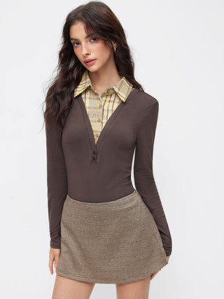 Jacquard Houndstooth Low Rise Split Mini Skort