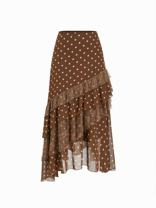 Chiffon High Rise Leopard Print Layered Maxi Skirt