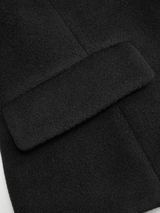 Wool-look Collar Faux Fur Trim Long Sleeve Button Jacket