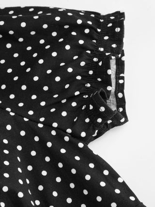 Cotton-blend V-neck Lettuce Trim Short Sleeve Blouse