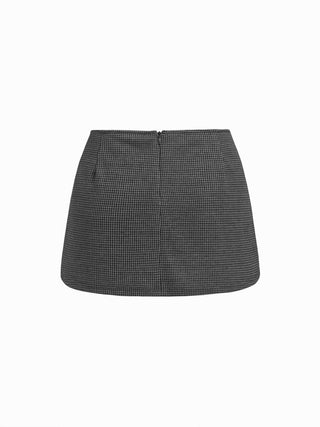 Jacquard Houndstooth Low Rise Split Mini Skort