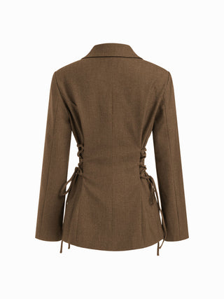 Notch Collar Size Tie Button Oversized Blazer
