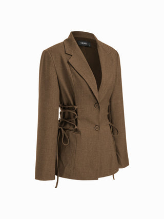 Notch Collar Size Tie Button Oversized Blazer