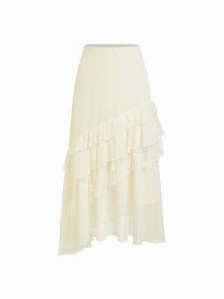 Chiffon High Rise Leopard Print Layered Maxi Skirt