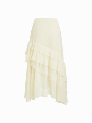 Chiffon High Rise Leopard Print Layered Maxi Skirt