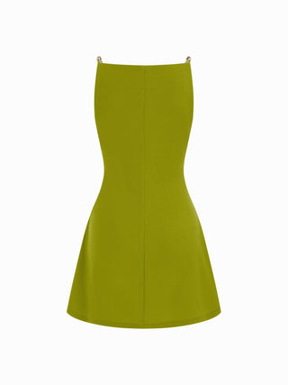 Square Neck Beaded Ruched A-line Cami Mini Dress