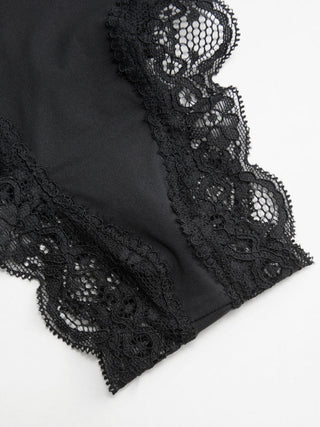 Jersey Jersey U-neckline Lace Trim Lingerie Set For Bedroom