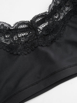 Jersey Jersey U-neckline Lace Trim Lingerie Set For Bedroom