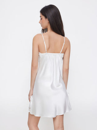 Satin Satin V-neck Floral Lace Bowknot Cami Nightdress For Bedroom